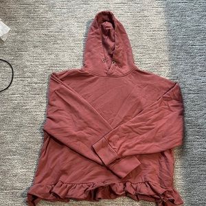 Mauve cropped ruffle hoodie